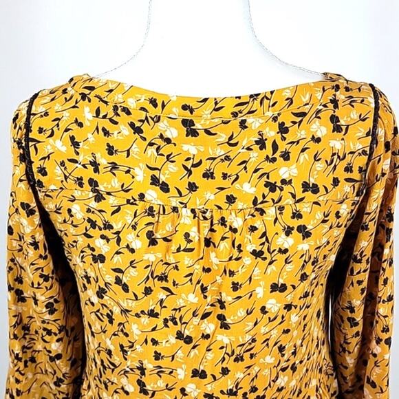 Anthropologie Maeve Cheyenne Mustard Yellow Peplum Top Blouse - size xs - Picture 8 of 11
